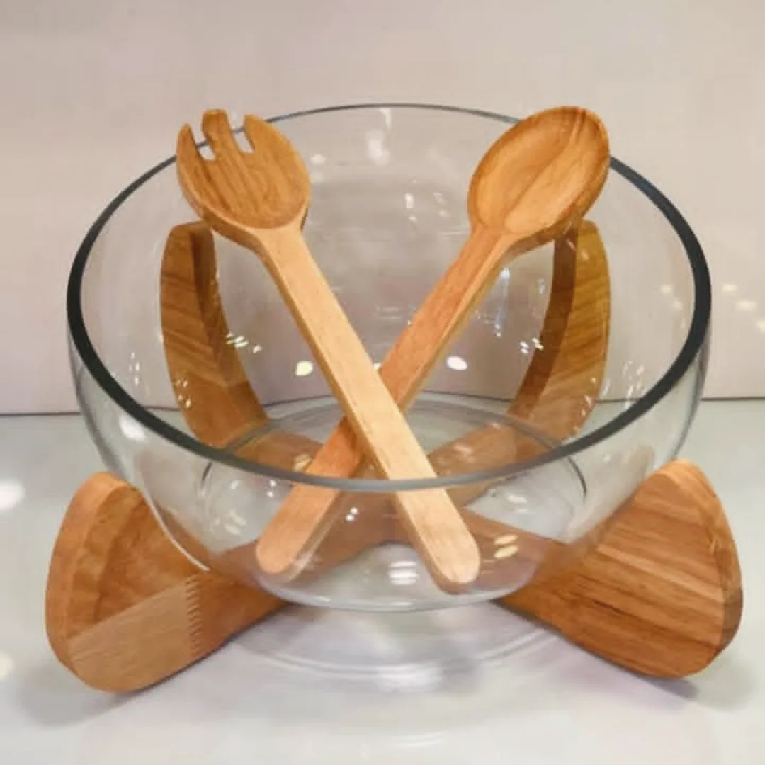 سالاد خوری فلزی پایه چوبی